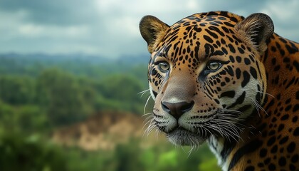Obraz premium Jaguar closeup in the forest dangerous animal