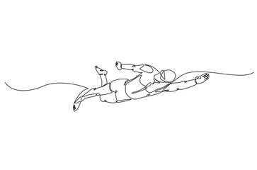 Professional swimming athlete continuous one line drawing. Single line art illustration of swimming sport. Editable vector.