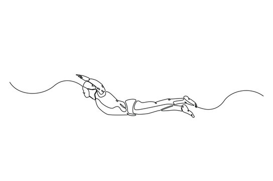 recommend clip art: Professional swimming athlete continuous one line drawing. Single line art illustration of swimming sport. Editable vector.