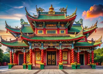 AI Photo: Urban Exploration - Main Gate Tjoe Hwie Kiong Temple, Rembang