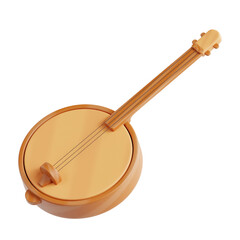 Golden Wooden Banjo with Strings