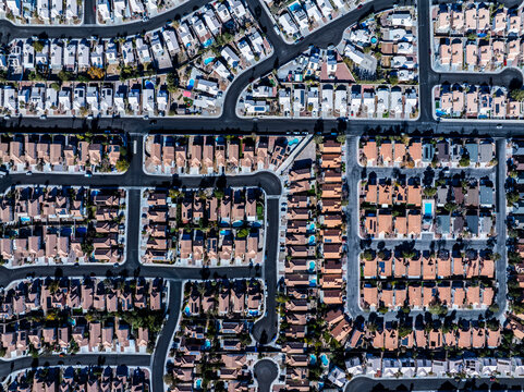 Top-Down View of Las Vegas Residential Neighborhood