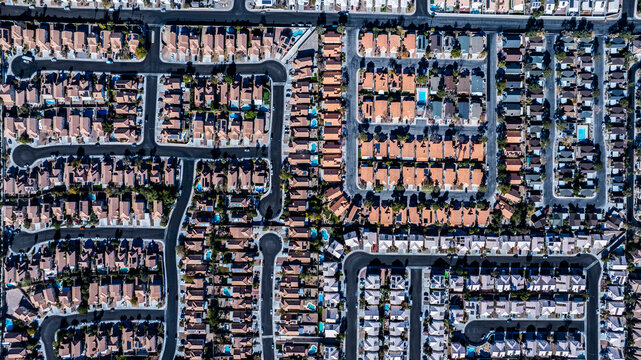 Top-Down View of Las Vegas Residential Neighborhood