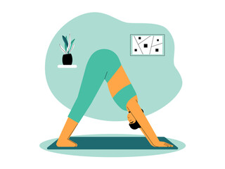 Woman doing meditation. Meditation illustration. Flat vector illustration