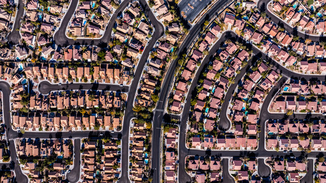 Top-Down View of Las Vegas Residential Neighborhood