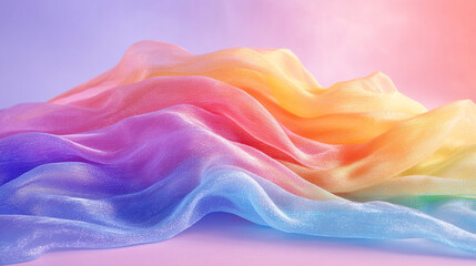 Fototapeta premium Soft waves of colorful fabric create a serene atmosphere in a gentle light