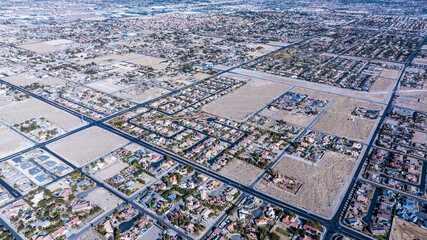 Aerial View of Residential Suburb in Las Vegas with Modern Housing Layout
