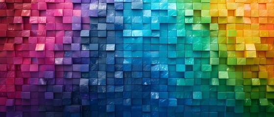Vibrant Colorful Background with Blocks in Rainbow Shades for Artistic and Modern Design Projects