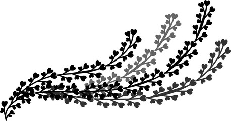 black and white drawing of grass on a white background. monochrome stencil. Vector drawing.