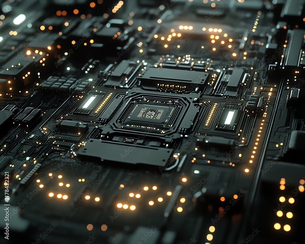 Poster futuristic microchip concept