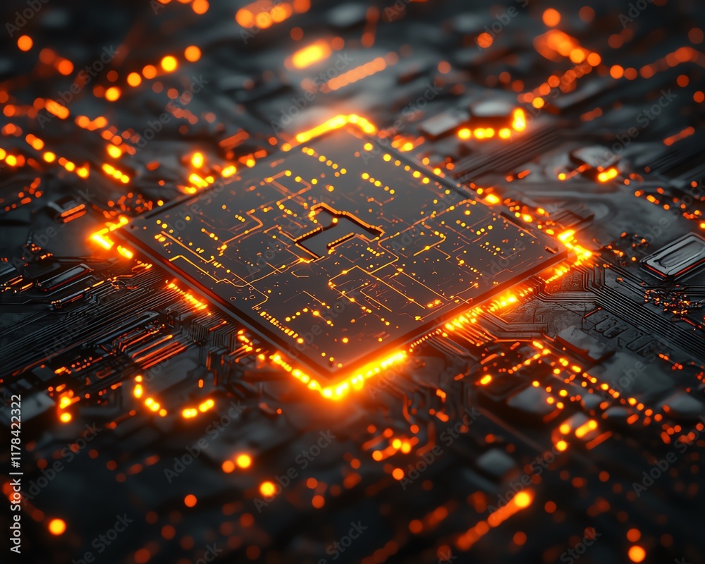 Poster futuristic microchip concept