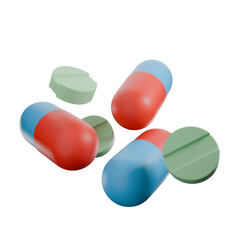 3d icon render pills and capsules 