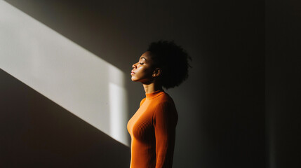 Black Woman In Beam of Light