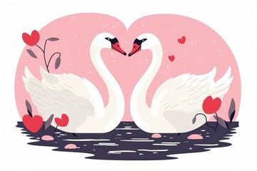 Fototapeta premium Swan flamingo drawing animal.