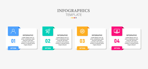 Infographics design vector and business icons with 4 options.