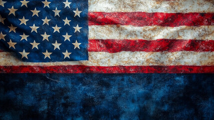 Worn American flag symbolizing history and resilience in a textured format
