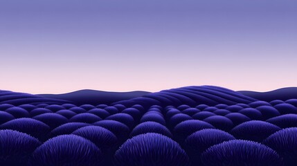 Obraz premium A serene lavender field under the twilight sky, with rows of purple flowers stretching to the horizon. captures the tranquility and beauty of nature