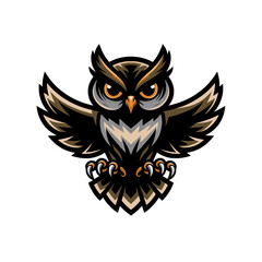 Fototapeta premium owl flying pose design illustration logo on white background