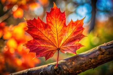Autumn Maple Leaf Close-up, Vibrant Colors, Copy Space