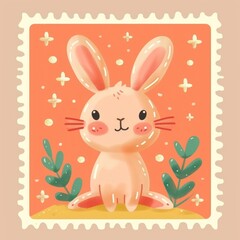 Fototapeta premium Postage stamp cartoon animal mammal.