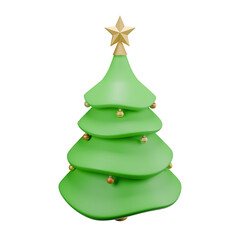 3d icon render green christmas tree