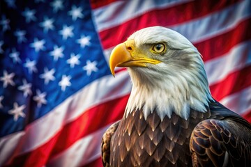 Bald Eagle Flag Patriotic AI Photo, American Pride, National Symbol