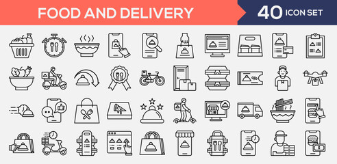 Food And Delivery Line Icon Collection