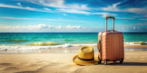 Beach Vacation Luggage Summer Hat Travel Photography AI Art