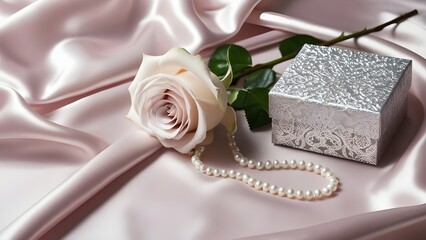 Luxury gift with pink rose for birthdays, wedding, valentines, love themes and girlish functions.	