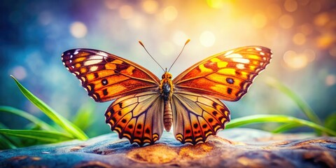 Beautiful Butterfly on White Background, Landscape Photography, AI Art