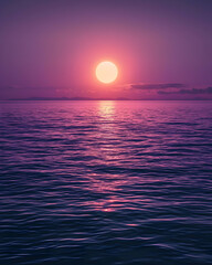 Ocean Sunset: Vibrant Hues, Serene Waters, Tranquil Evening