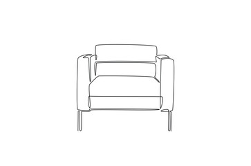 Armchair furniture continuous one line drawing. Single line art illustration of cozy armchair. Editable vector.