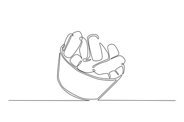 Junkfood in paper bowl continuous one line drawing. Single line art illustration of food in paper bowl. Editable vector.