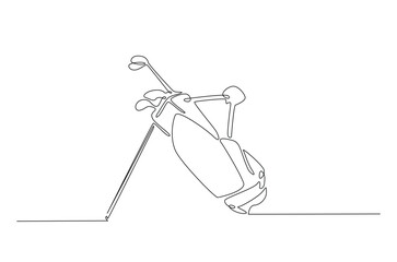 Obraz premium Golf bag continuous one line drawing. Single line art illustration of golf equipment. Editable vector.