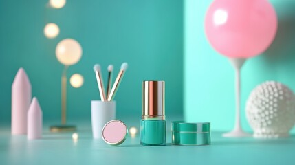 Blue themed cosmetic product mockup