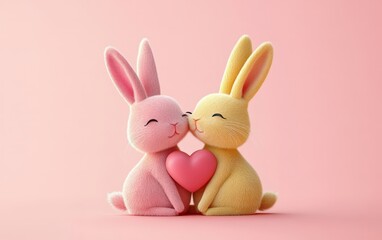 Obraz premium Two adorable stuffed animals snuggle closely, radiating warmth and affection, perfect for celebrating the spirit of love on Valentine's Day.