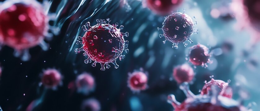 A detailed look at lymphocytes under a microscope showing their large nuclei and minimal cytoplasm in a blood sample