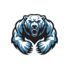 polar bear attacking pose with claws logo on white background