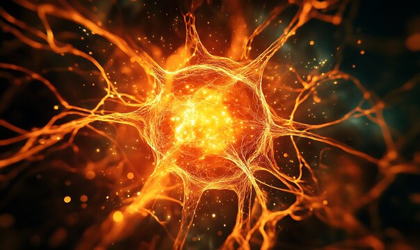 Fluorescently labeled nucleus in a live cell image, showing dynamic interactions of the nuclear envelope with the cytoskeleton