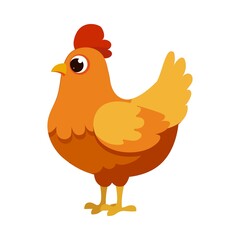 Chicken hen piggy bank coins produce gold egg isolated on white background, vector illustration.