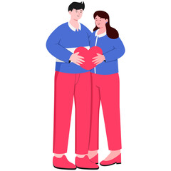 Couple Holding Heart Illustration