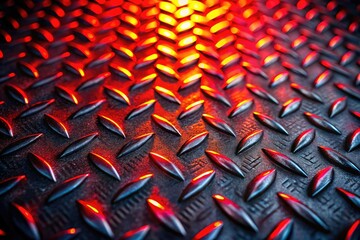 Fototapeta premium Black Diamond Plate, Red Light Reflection, Drone Close-up