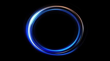 Glowing blue and orange light circle on black background.