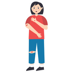 Female Injury and Pain Illustration in Flat Cartoon Design. Isolated Vector Character