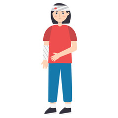 Female Injury and Pain Illustration in Flat Cartoon Design. Isolated Vector Character