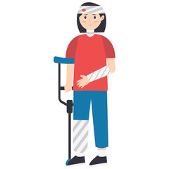 Female Injury and Pain Illustration in Flat Cartoon Design. Isolated Vector Character