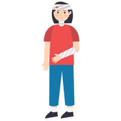 Female Injury and Pain Illustration in Flat Cartoon Design. Isolated Vector Character