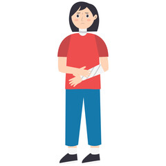 Female Injury and Pain Illustration in Flat Cartoon Design. Isolated Vector Character