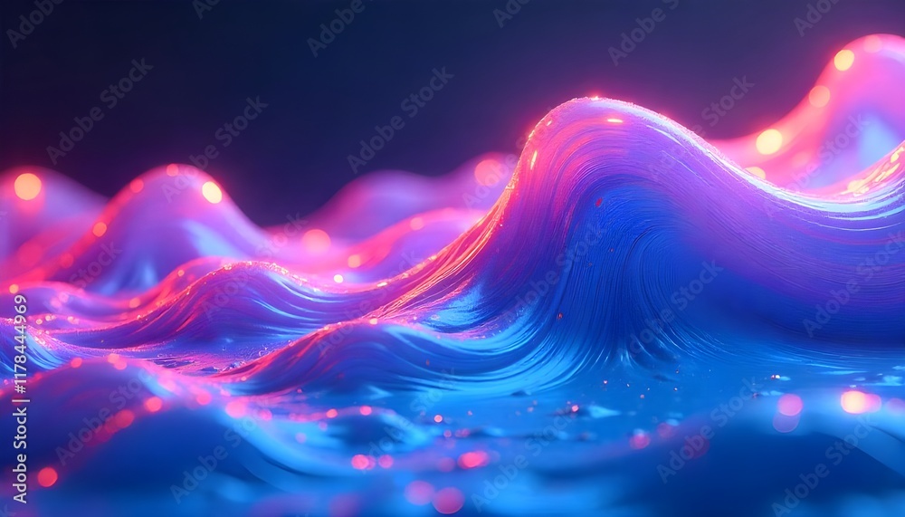 Aufkleber An abstract fluid iridescent holographic wave in motion, featuring vibrant neon colors that flow seamlessly across the design