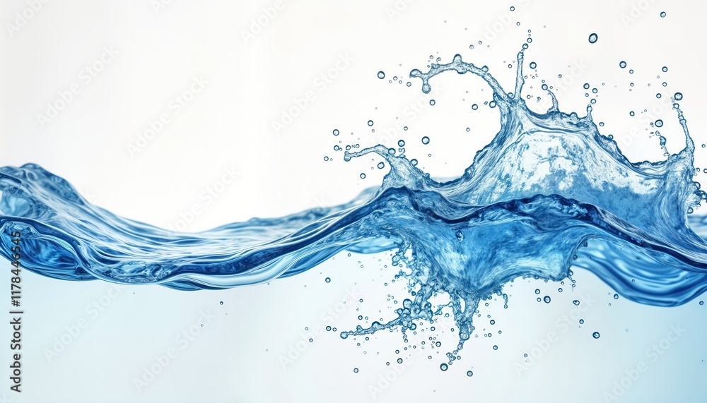 Leinwandbilder clear blue water with dynamic waves, splashes. water movement shows liquid motion, purity. visual of